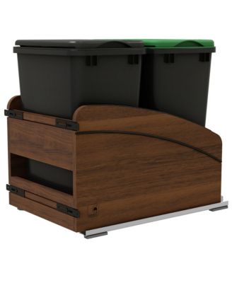 Walnut Double Pullout Waste Container, Soft-Close, 35 qt, Black