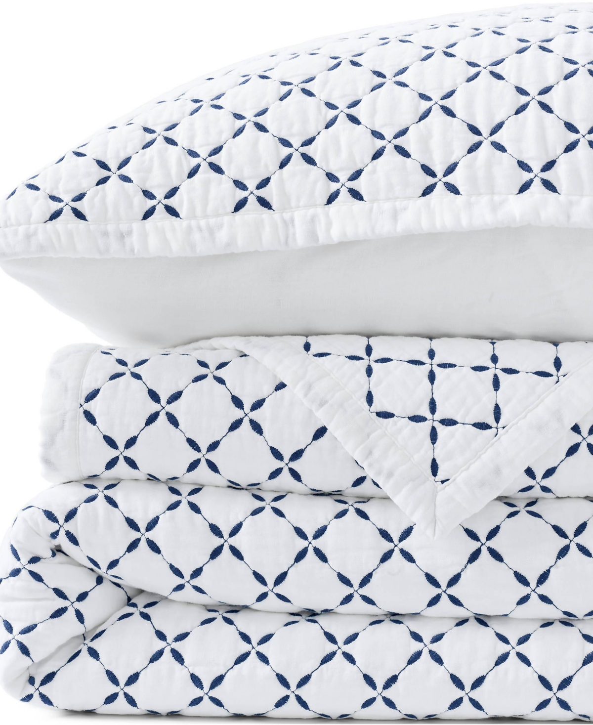 Lands' End Embroidered Diamond Double Voile Quilt