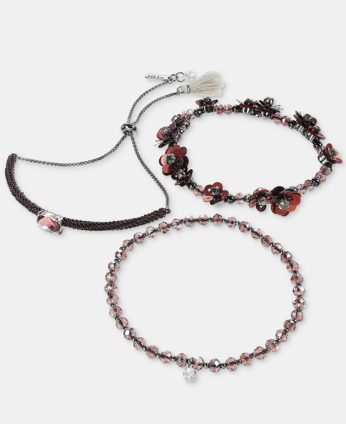 Lonna & Lilly Crystal Floral Beaded Stretch Bracelet, 3-Piece Set