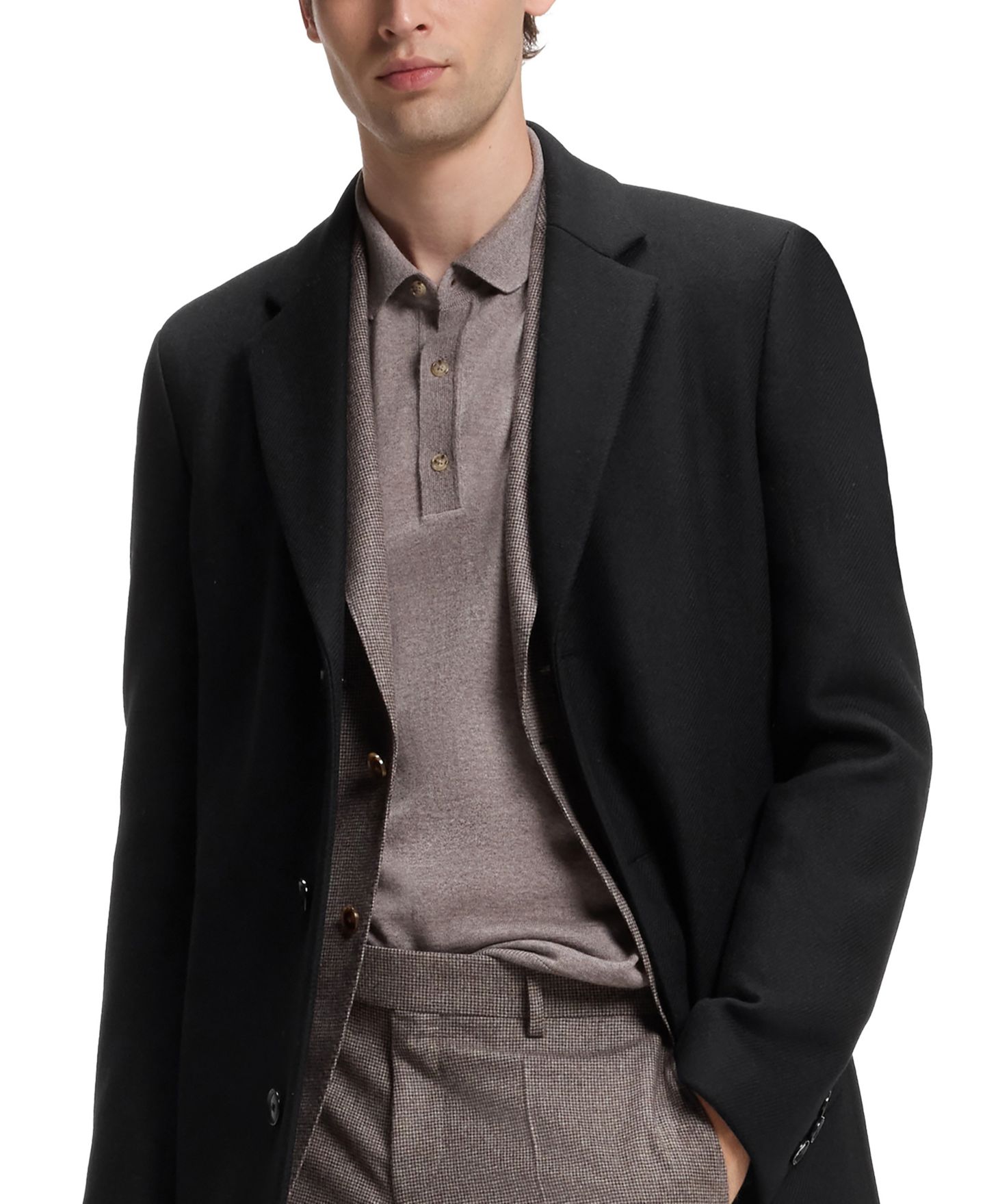 Мужское пальто Hugo Boss Slim-Fit Formal Wool-Blend, цвет: Чёрный — фото 6