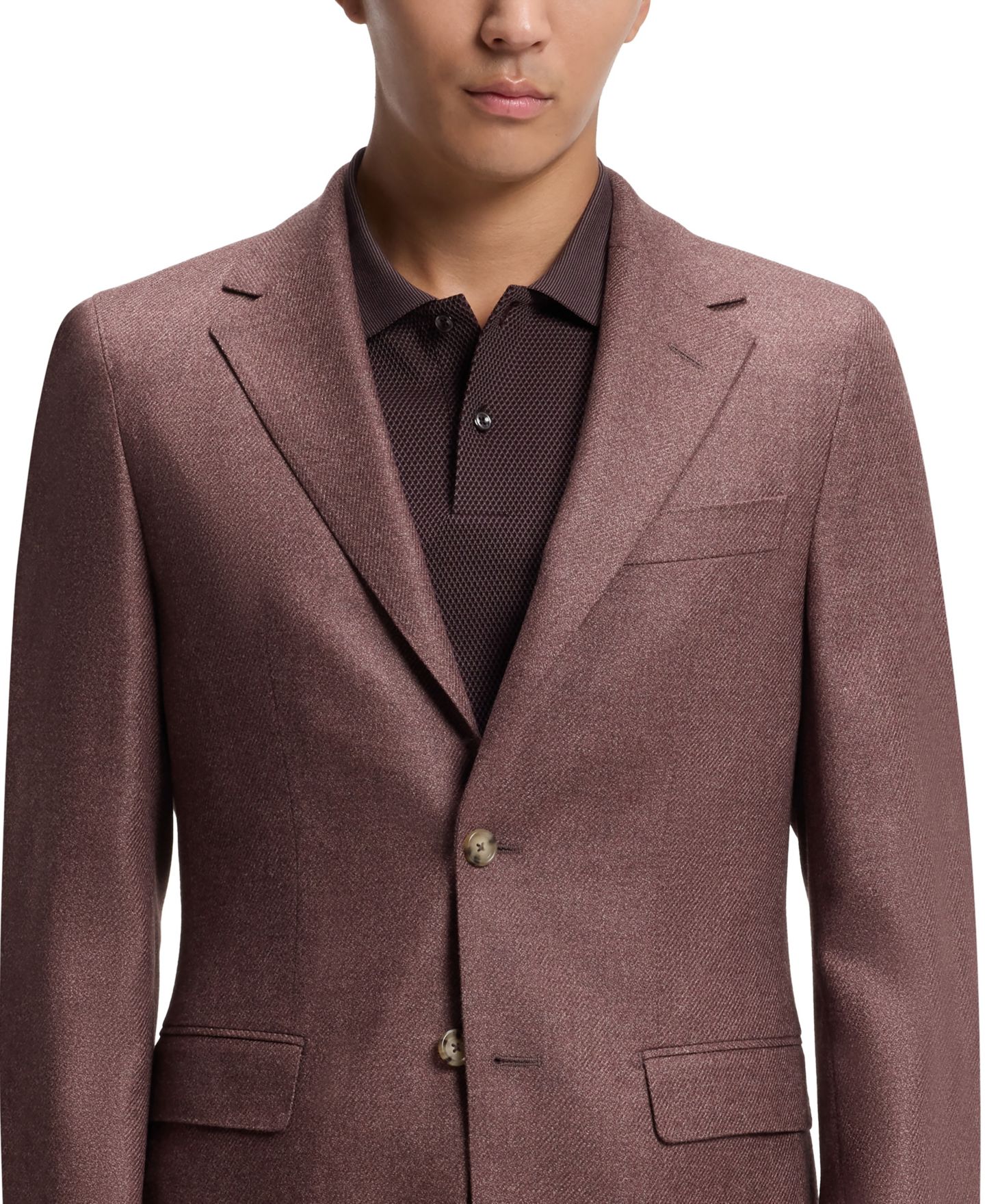 Мужской пиджак Hugo Boss Wool-Silk Regular-Fit Single-Breasted Blazer, цвет: Коричневый — фото 7