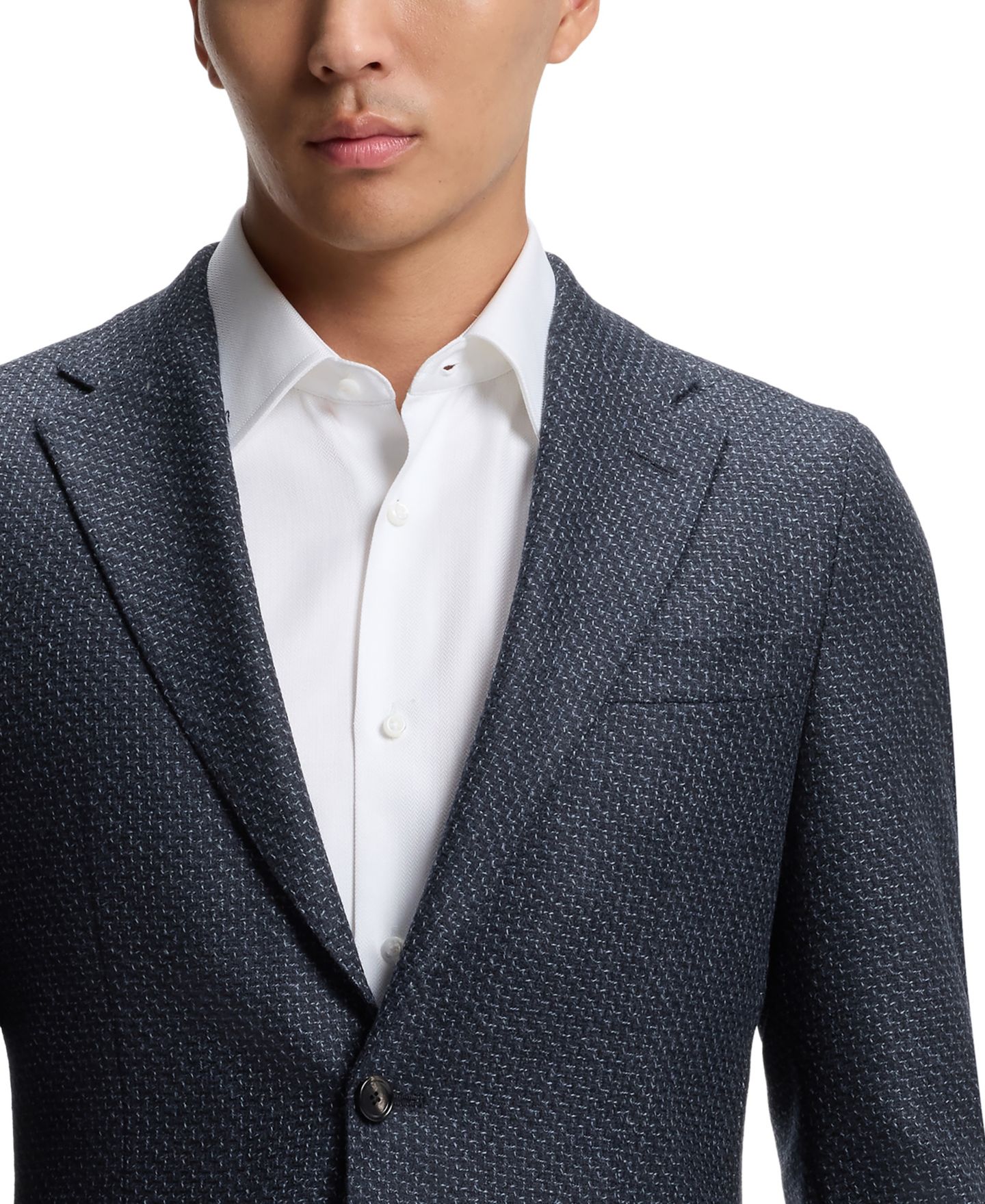 Мужская куртка Hugo Boss BOSS by Patterned Wool Slim-Fit, цвет: Тёмный синий — фото 8