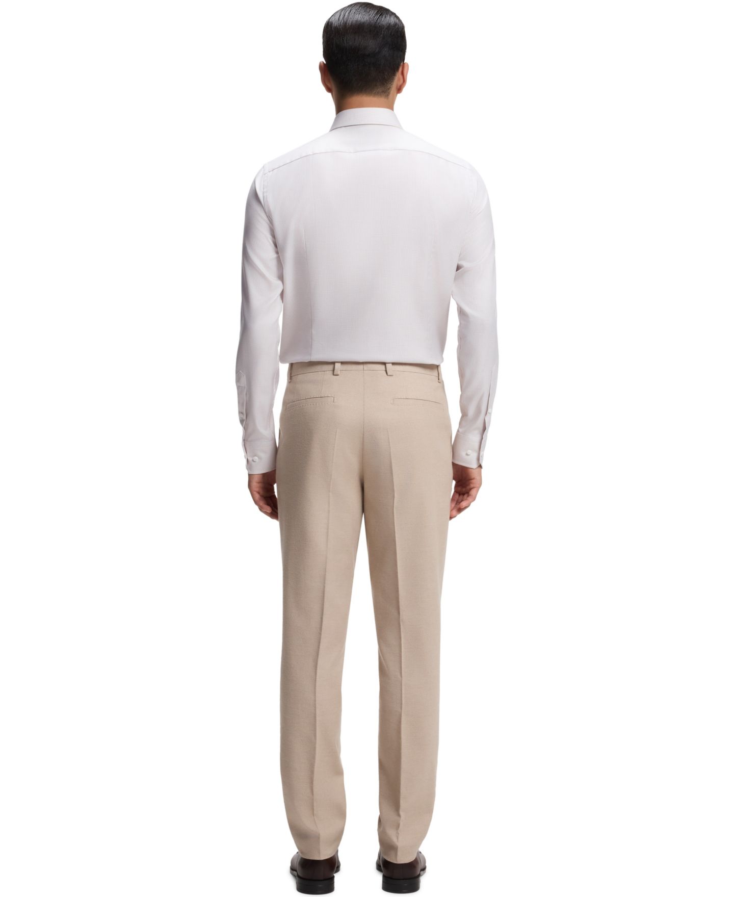 Мужская рубашка Hugo Boss Wrinkle-Resistant Cotton Slim-Fit Dress Shirt, цвет: Бежевый — фото 3