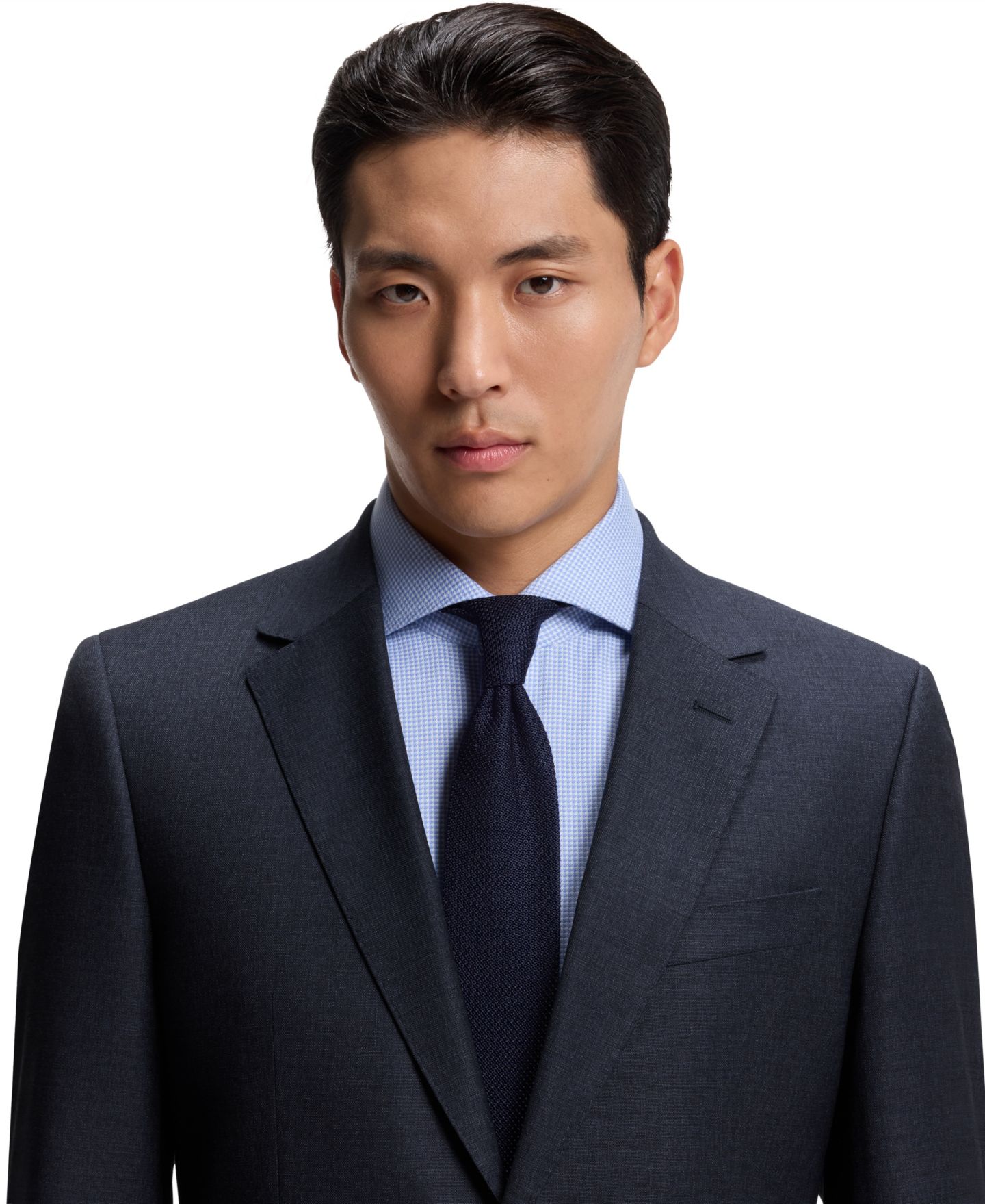 Мужские комплекты Hugo Boss Patterned Stretch Wool Two-Piece Slim-Fit Suit, цвет: Тёмный синий — фото 6