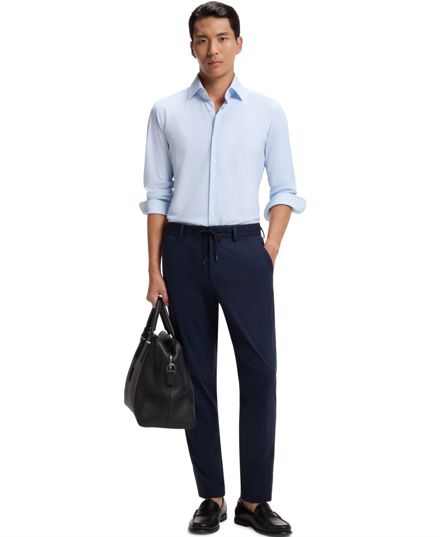 Мужская рубашка Hugo Boss BOSS by Printed Performance-Stretch Jersey Slim-Fit Dress Shirt, цвет: Синий — фото 4
