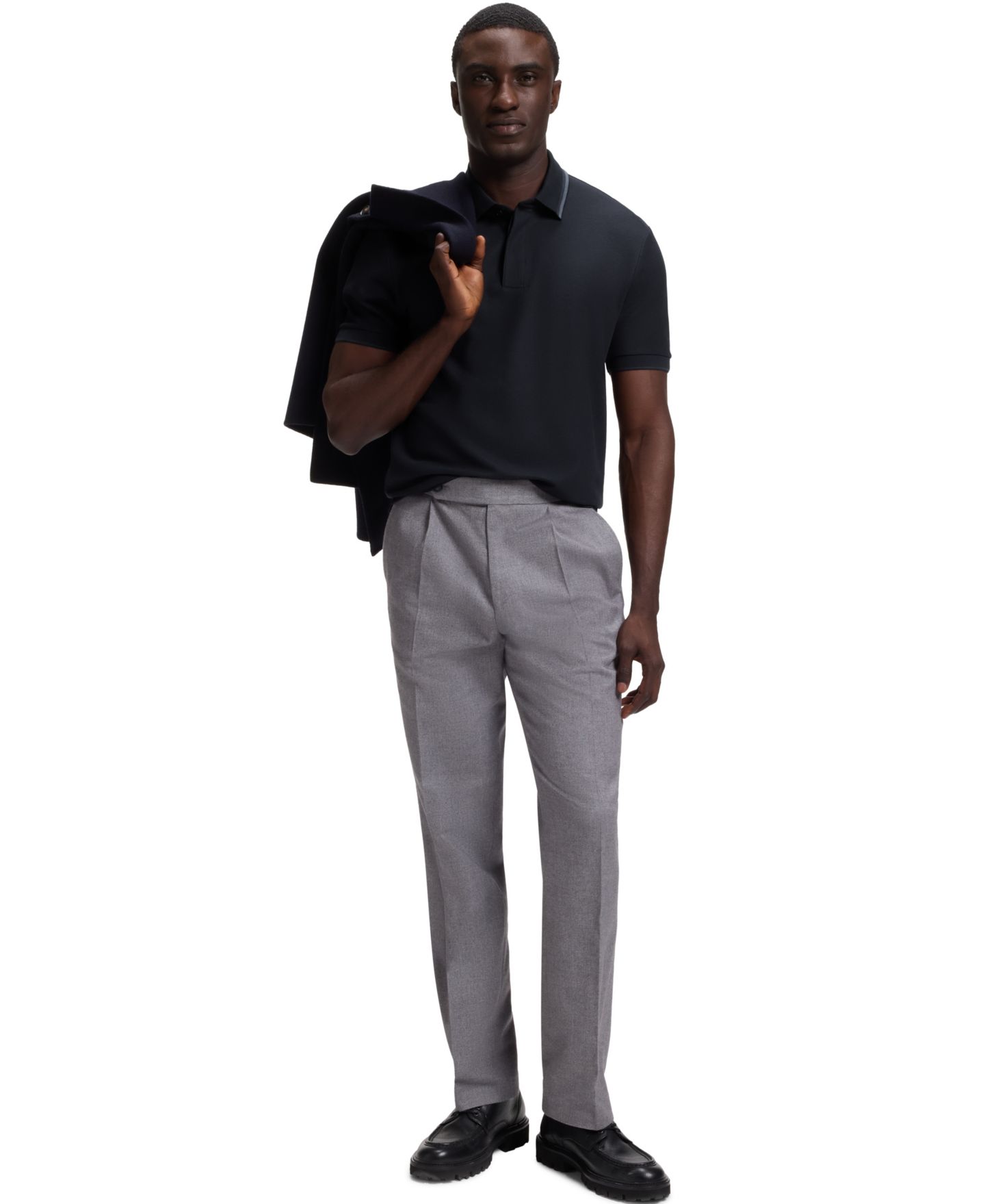 Мужское поло Hugo Boss Cotton Piqué Regular-Fit Polo Shirt, цвет: Тёмный синий — фото 4