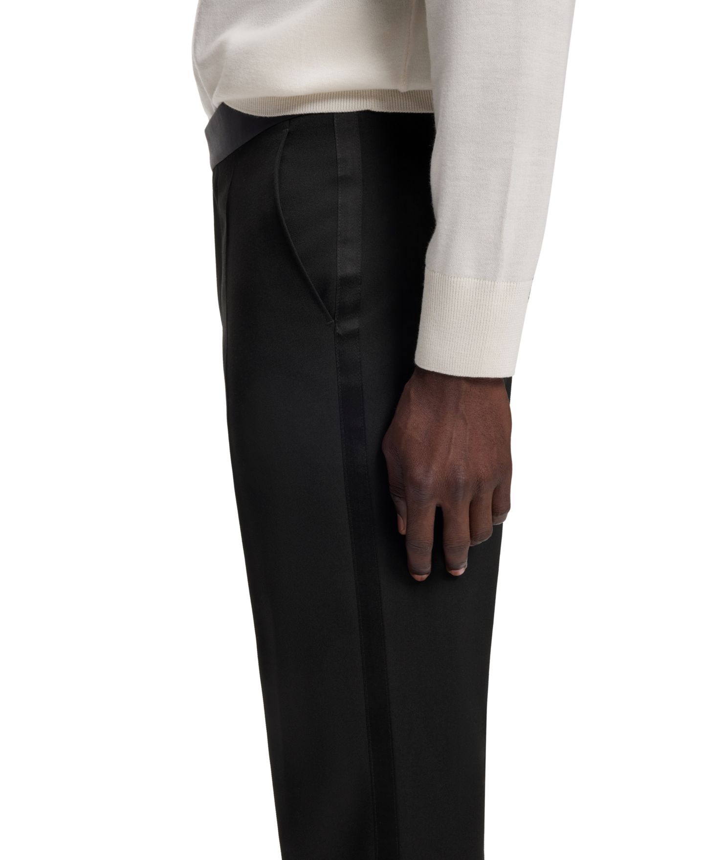 Мужские брюки Hugo Boss BOSS by Wool Slim-Fit Tuxedo, цвет: Чёрный — фото 6