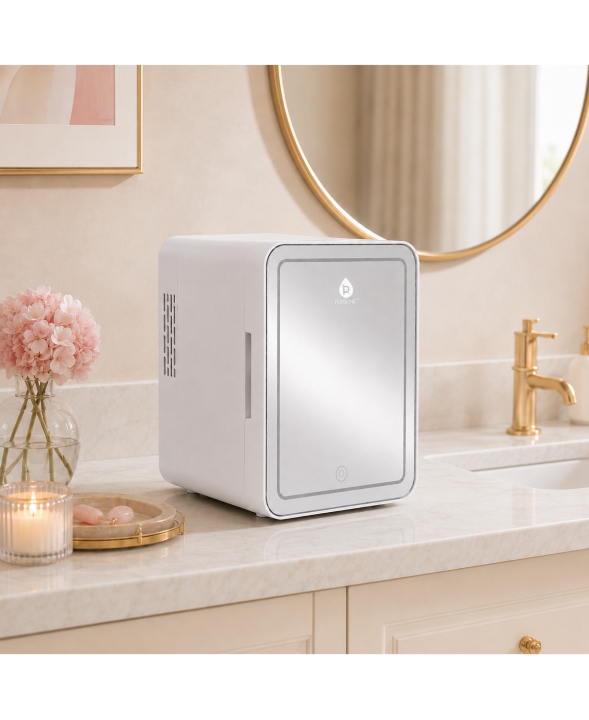 Pursonic Mini Beauty Fridge with Led Mirror Door