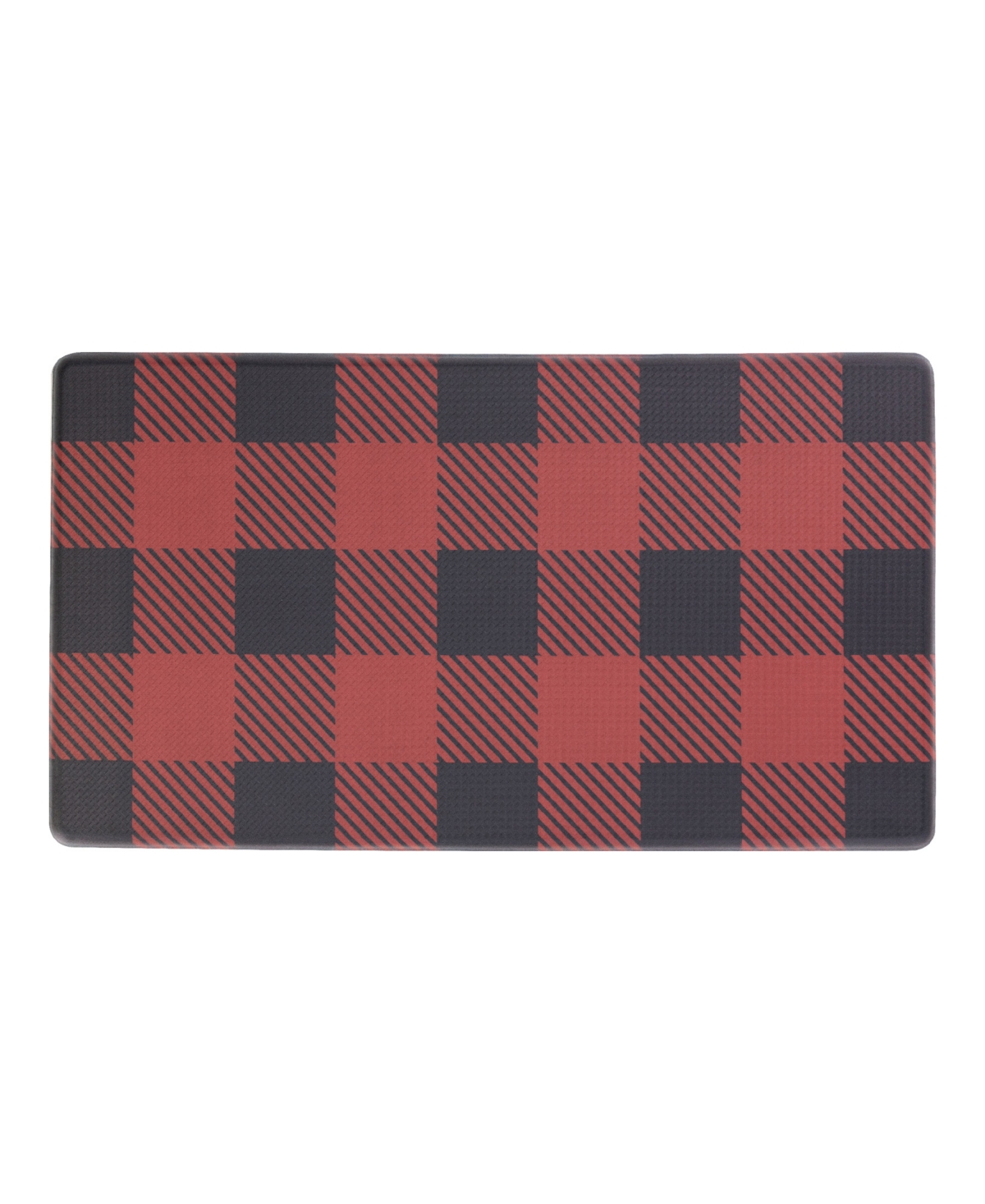Anti-Fatigue Holiday Buffalo Check Kitchen Mats - Red Multi / 17.5" x 32"