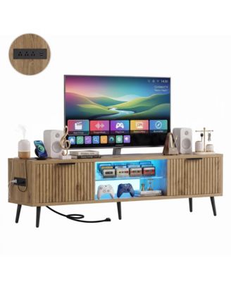 TV Stand Media Console Table with Power Outlet for 30-60" TV