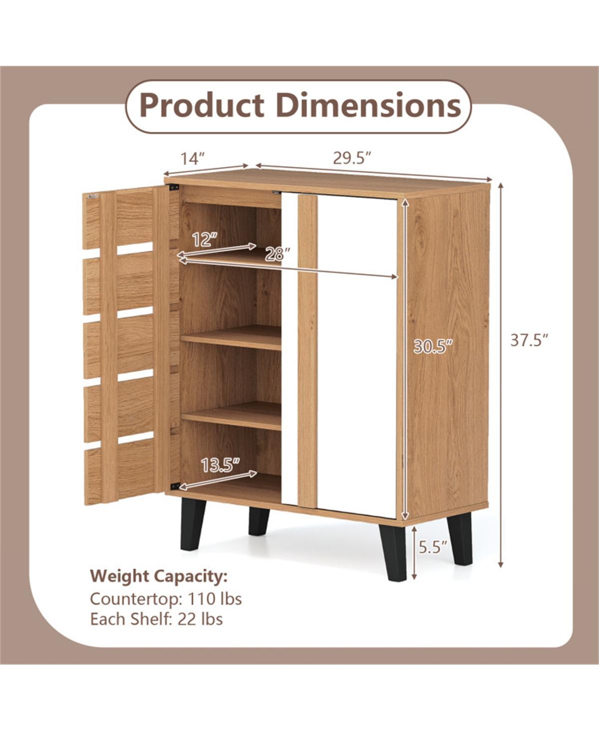 Slickblue 29.5 Inch Shoe Cabinet with 4-Tier Shelves and Adjustable Storage Rack