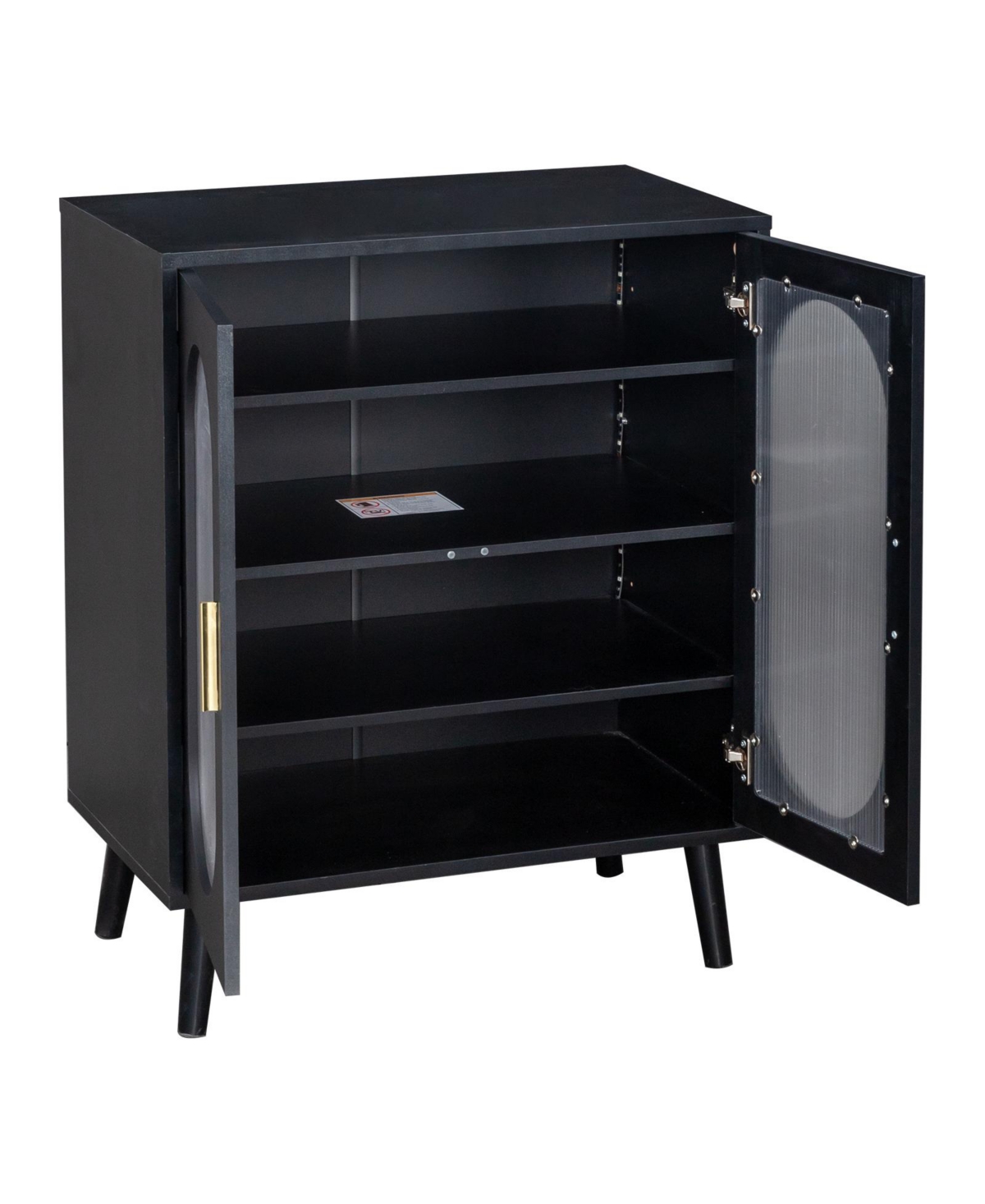 Slickblue Black 2-Door Shoe Storage Cabinet with 4-Tier Shelves and High Legs