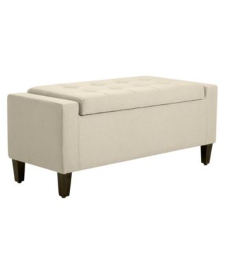 Storage Ottoman Bench with High Density Foam and Linen Look Fabric