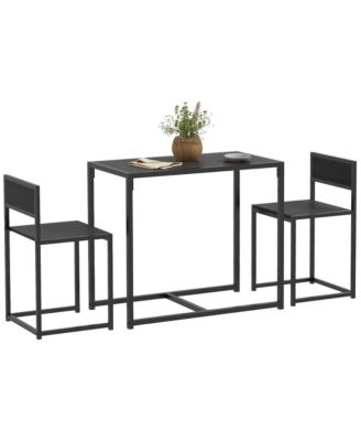 3-Piece Industrial Dining Set, MDF Table and 2 Low Back Stools with Footrests