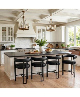 Modern Counter-Height Bar Stools Set of 4, Low-Profile Back, Metal Frame Seating, 25" Seat Height