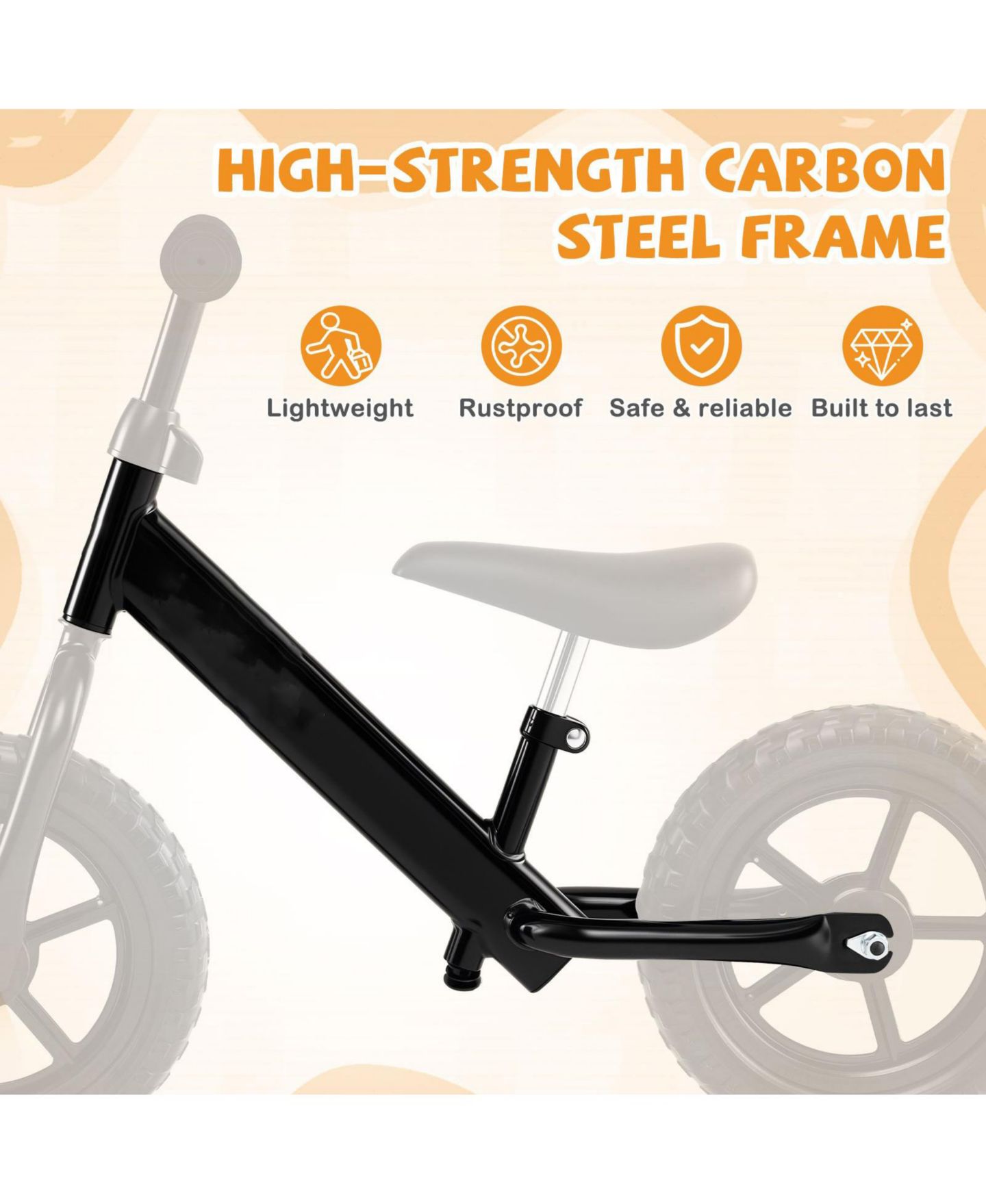 Детская игрушка Mecale 33" Lightweight Adjustable Balance Bike, 55-lb Capacity, Ages 2-5, цвет: Чёрный — фото 5
