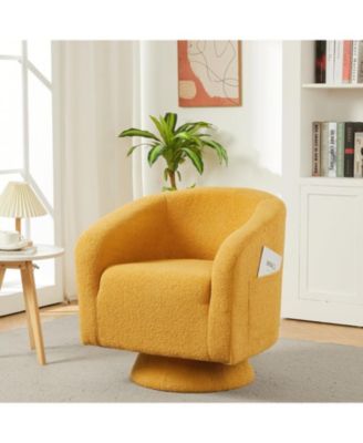 Boucle Upholstered Swivel Accent Chair, Sofa Armchair with 360 Degree Swivel for Living Room Bedroom Reading Room