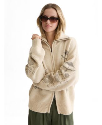 Women's Oversized Full-Zip Collared Cardigan