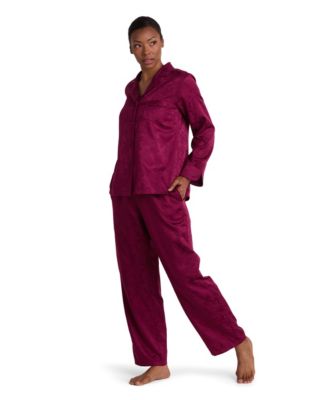 Women's Brushed Back Satin Long-Sleeve Pajama Set