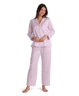 Women's Brushed Back Satin Long-Sleeve V-Neckline Pajama Set