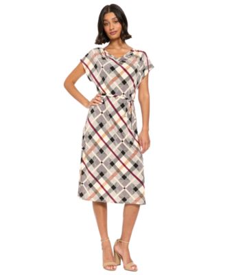 Women's Midi A-Line Cowl Neck Dress