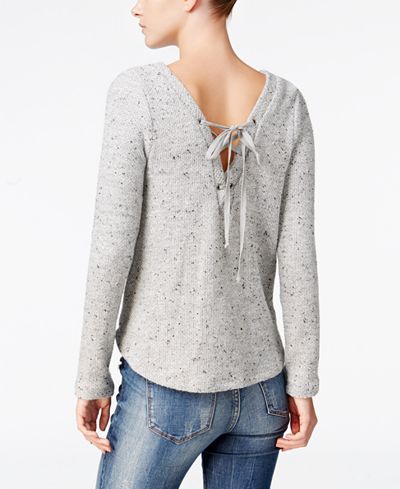 chelsea sky Lace-Up Sweater, Only at Macy's