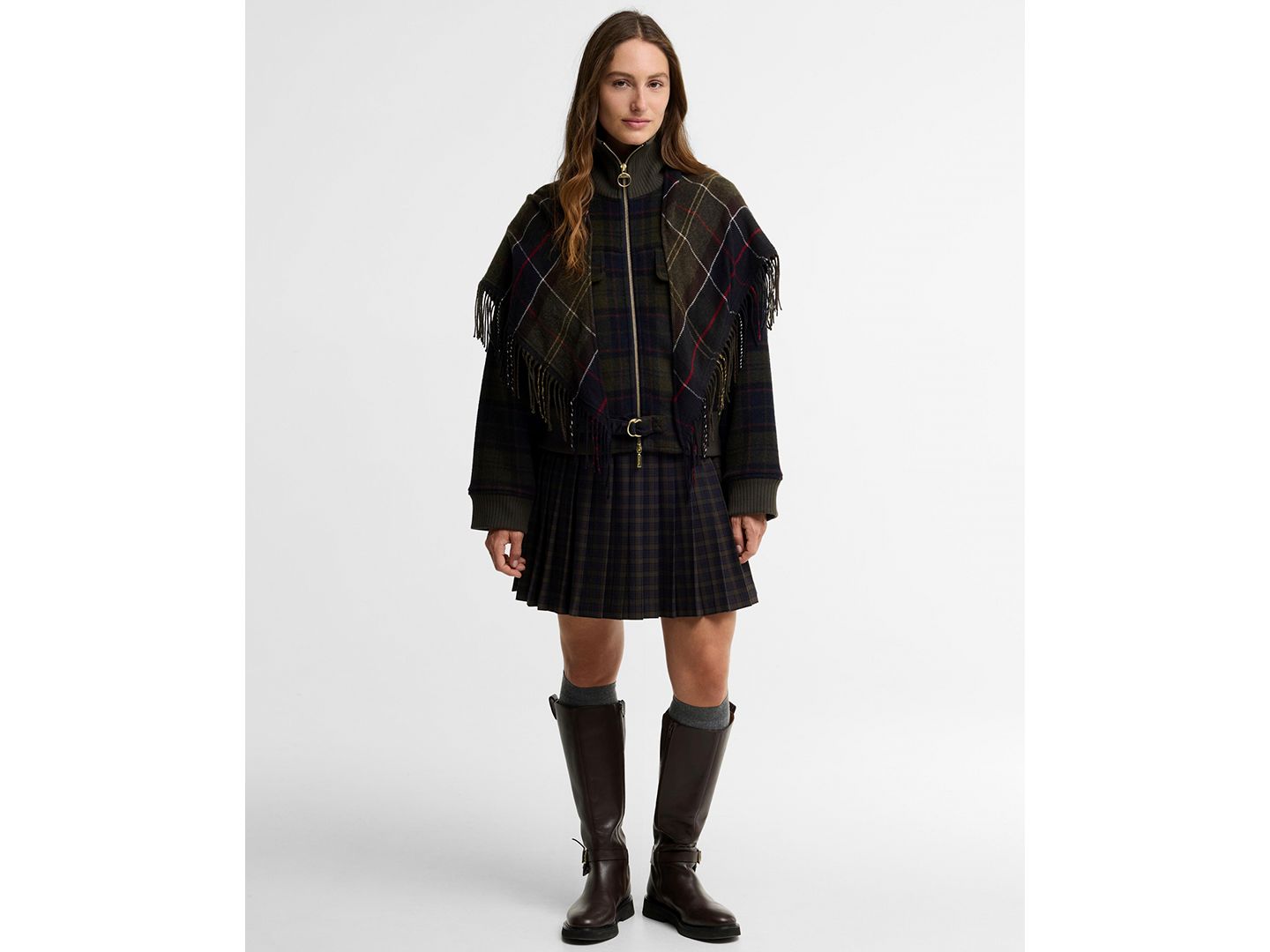Женская куртка Barbour Ivybridge Plaid Wool-Blend Funnel-Neck, цвет: Теневой — фото 2