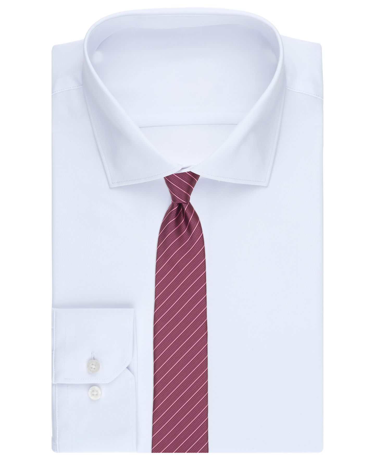 Мужской галстук Alfani Ellison Stripe Slim Tie, цвет: Ягодный — фото 3
