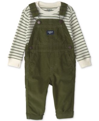 Baby Boys' Striped Long-Sleeve Corduroy Top and Overall Set