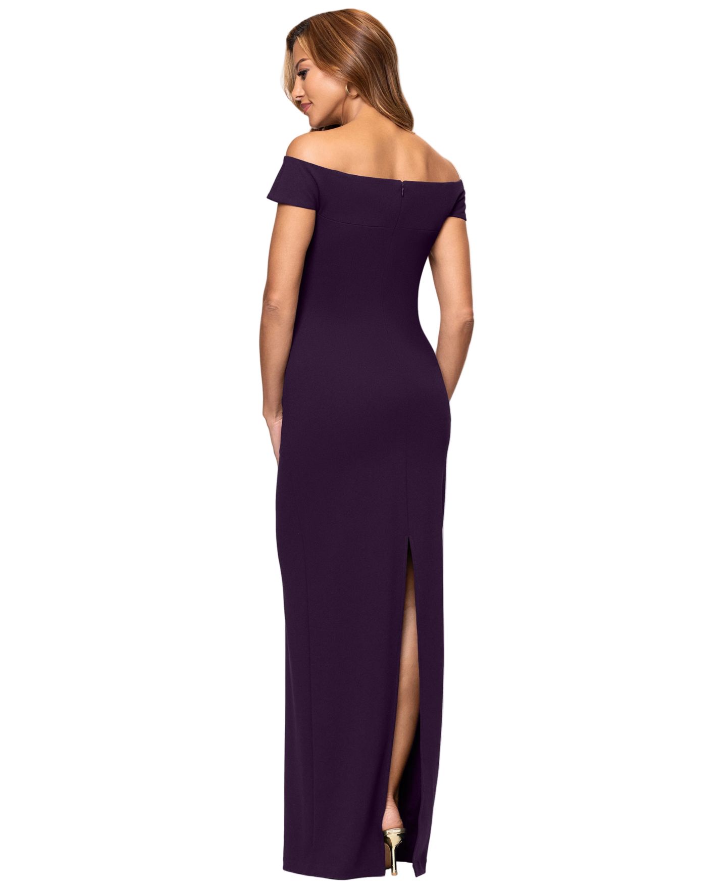 Женское платье XSCAPE Petite Off-the-Shoulder Short-Sleeve Gown, цвет: Шелковичный — фото 4