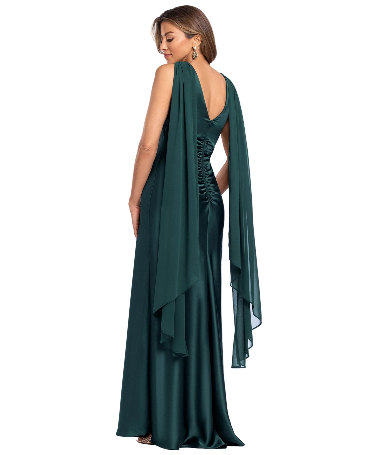 Женское платье XSCAPE Halter Satin Gown, цвет: Тёмно-зелёный — фото 5