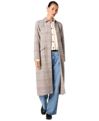 Women's Sutton Tailored Plaid Long Coat