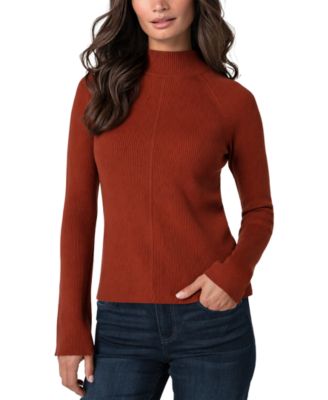 Women's Long-Sleeve Turtleneck Mixed-Ribbed Sweater
