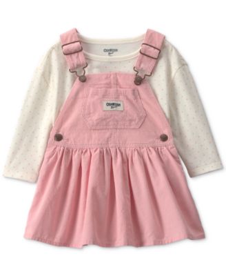 Baby Girls' Long-Sleeve Polka-Dot Corduroy Top and Overalls Set