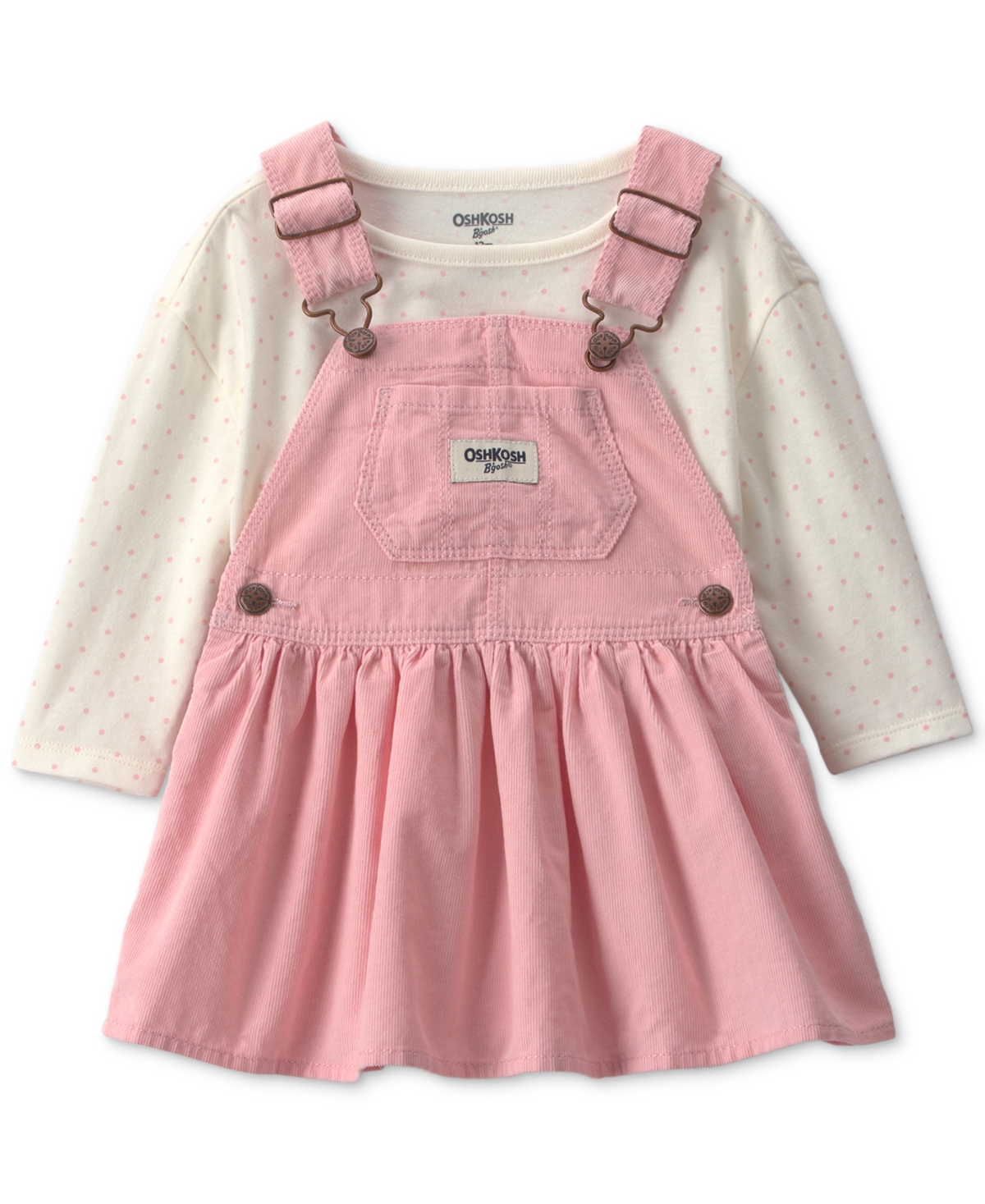 Osh Kosh Baby Girls' Long-Sleeve Polka-Dot Corduroy Top and Overalls Set