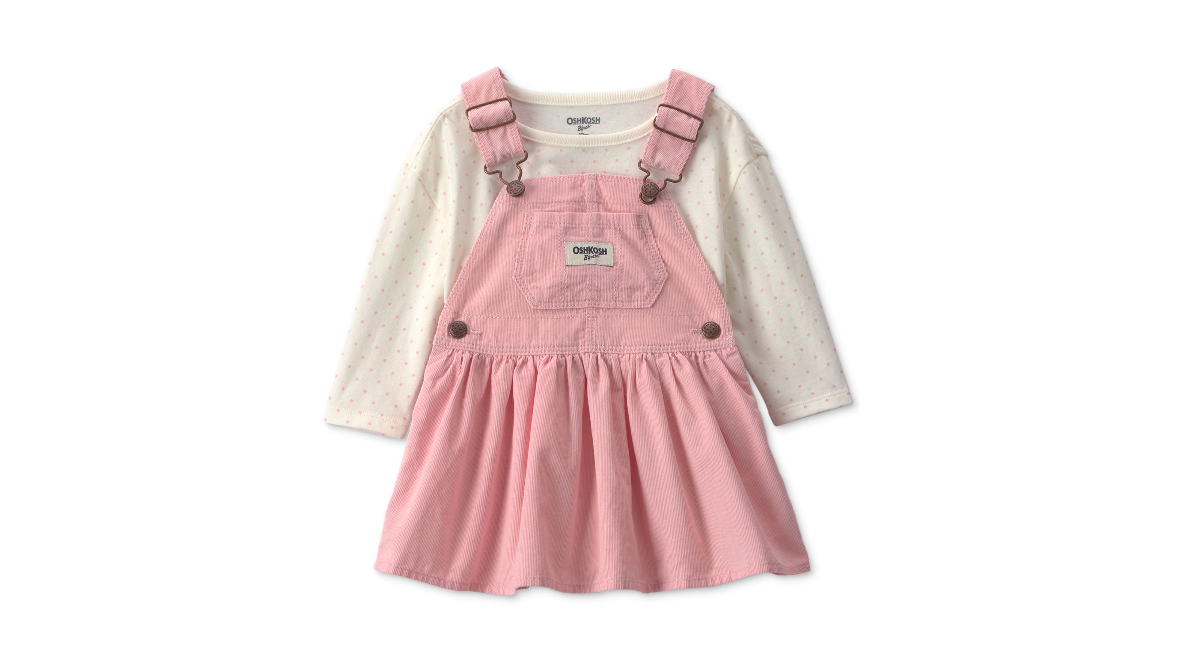 Osh Kosh Baby Girls' Long-Sleeve Polka-Dot Corduroy Top and Overalls Set