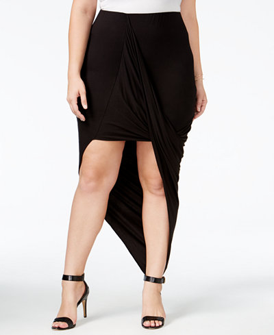 Whitespace Trendy Plus Size Asymmetrical Skirt