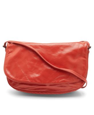 Glazed Leather Flap Shoulder Bag