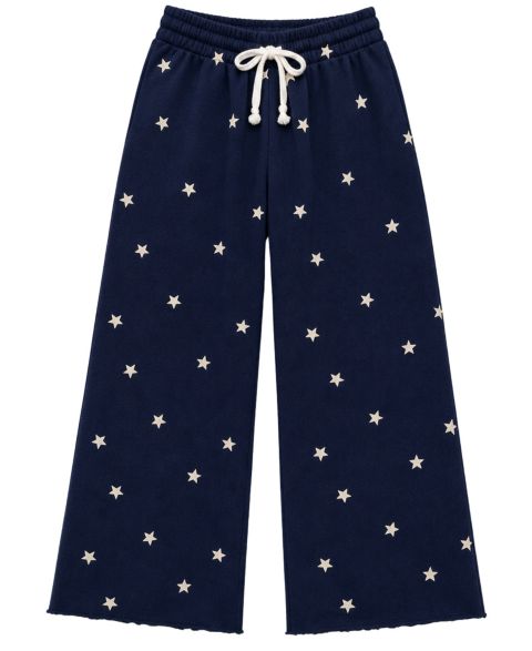 Брюки With Jules Wide-Leg Star Sweatpants для девочек, цвет: Тёмно-синий
