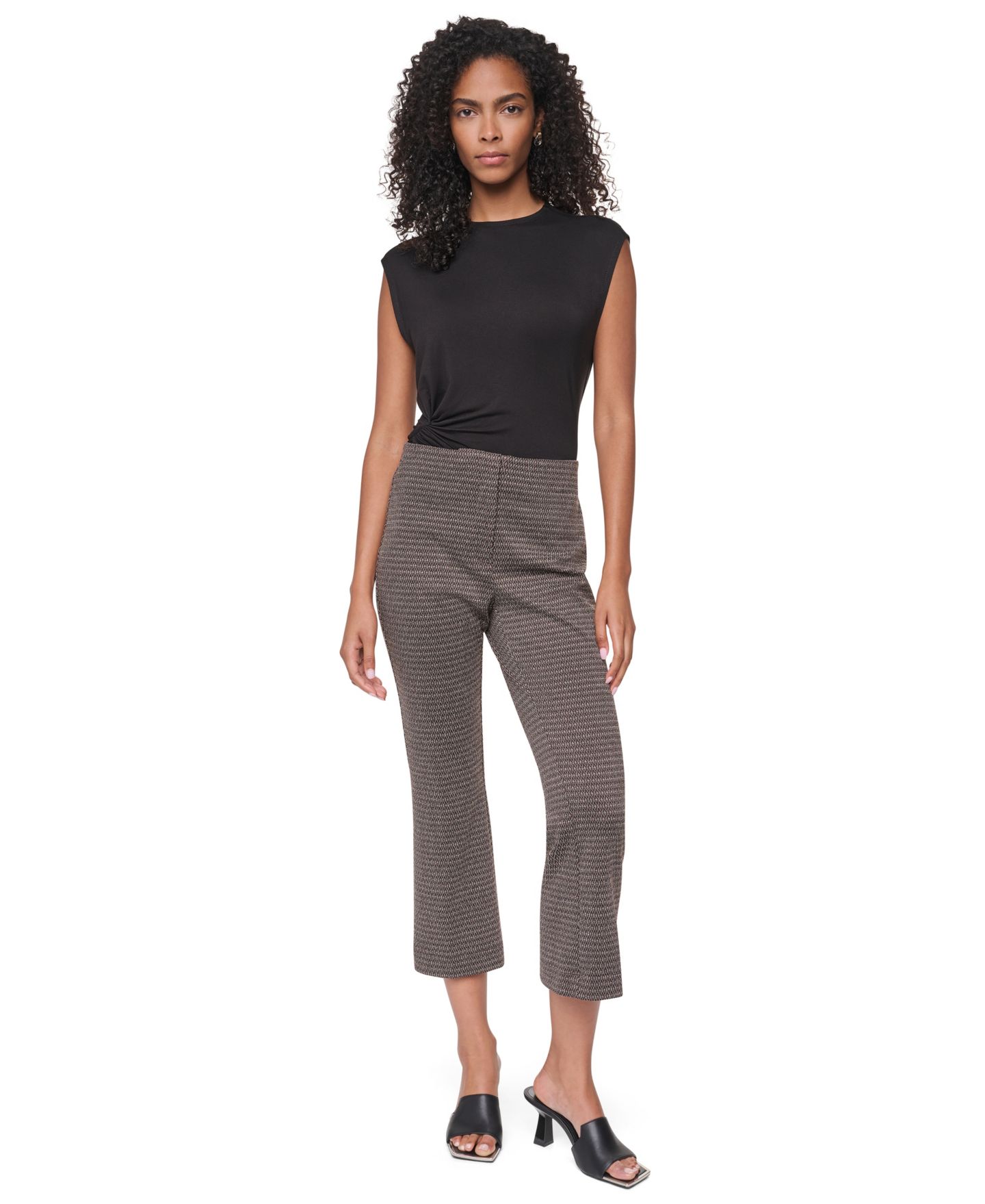 Женские брюки DKNY Petite Knit Diamond Jacquard Straight-Leg, цвет: Bracken Sable — фото 2
