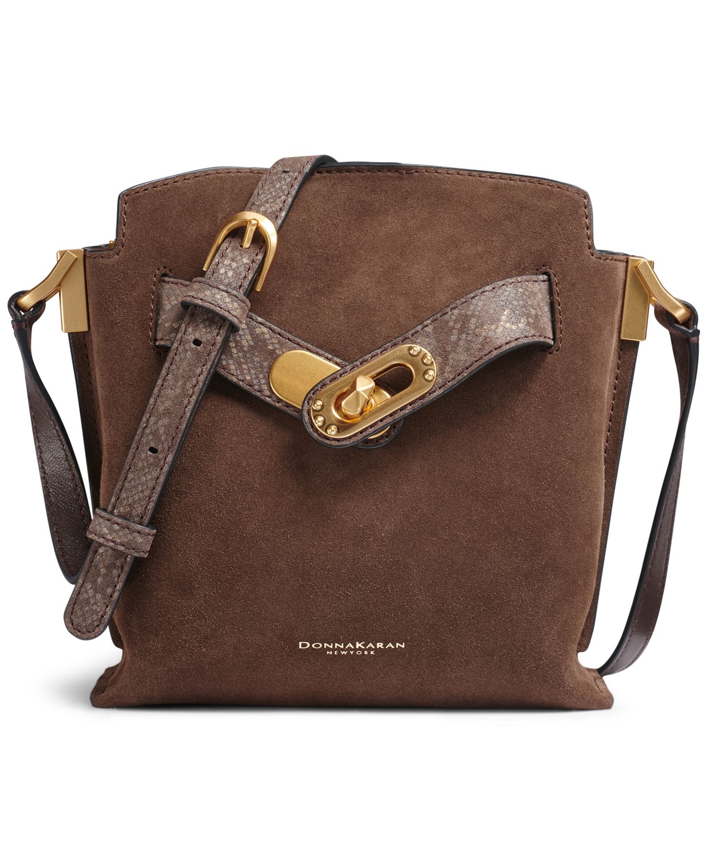Женская сумка Donna Karan New York Bridgehampton Suede Crossbody, цвет: Коричневый разноцветный — фото 1
