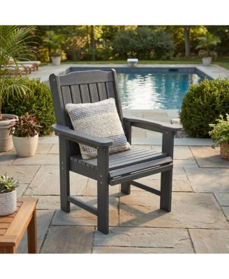 HDPE All-Weather Outdoor Patio Dining Chair, Heavy-Duty Garden Backyard Armchair with Stainless Steel Hardware.