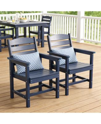 2 Piece Polywood Patio Dining Chairs, HIPS Outdoor Chair, All-Weather Resistant Garden Backyard Armchair