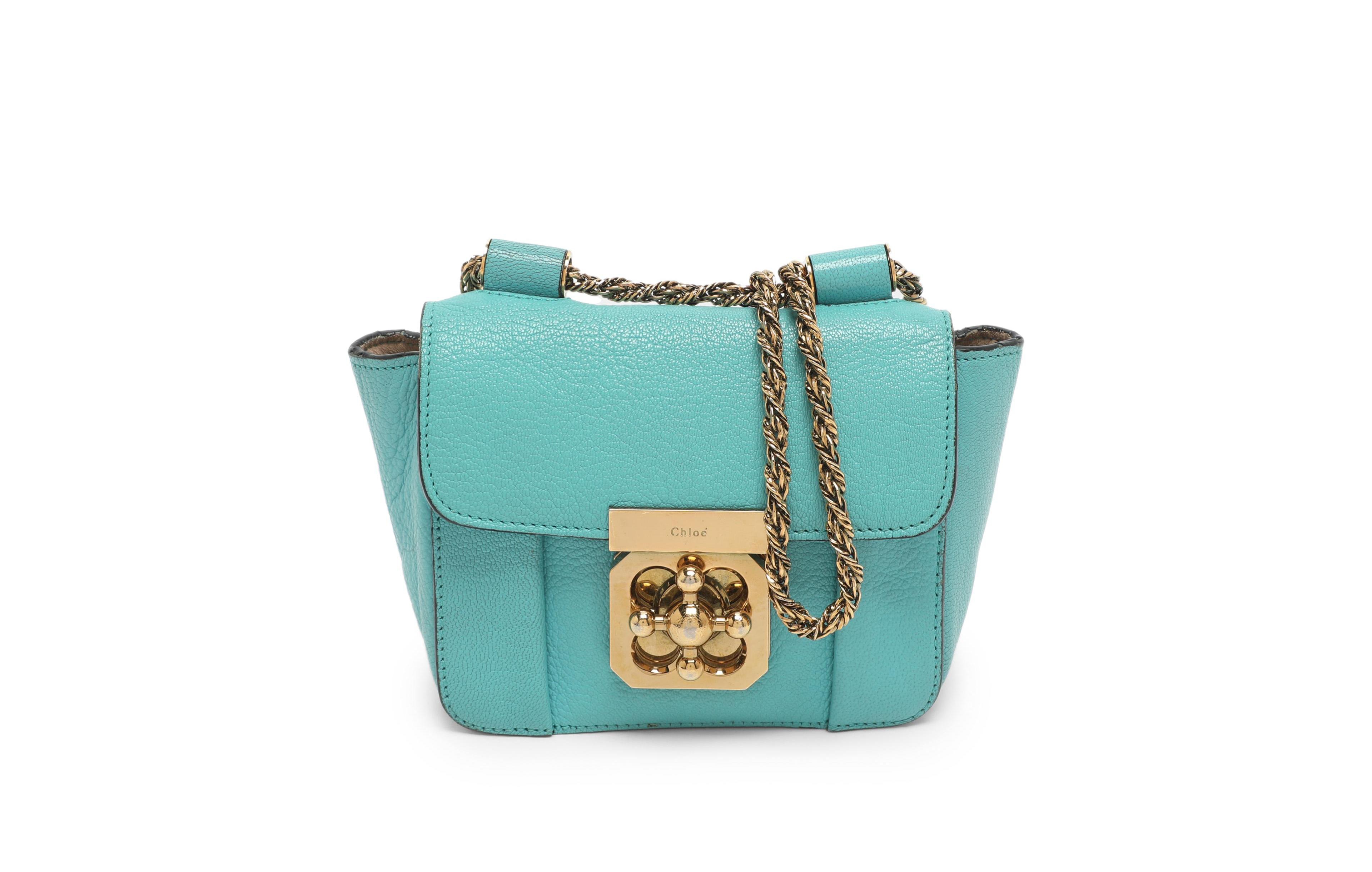 Pre-Owned Chloe Women's Elsie Mini Turquoise Leather Crossbody Bag