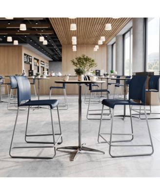 Calliope Set of 3 Stackable Office Reception Counter Stools with Chrome Sled Bases