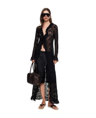 Women's Long Nights Long-Sleeve Lace V-Neck Maxi Dress