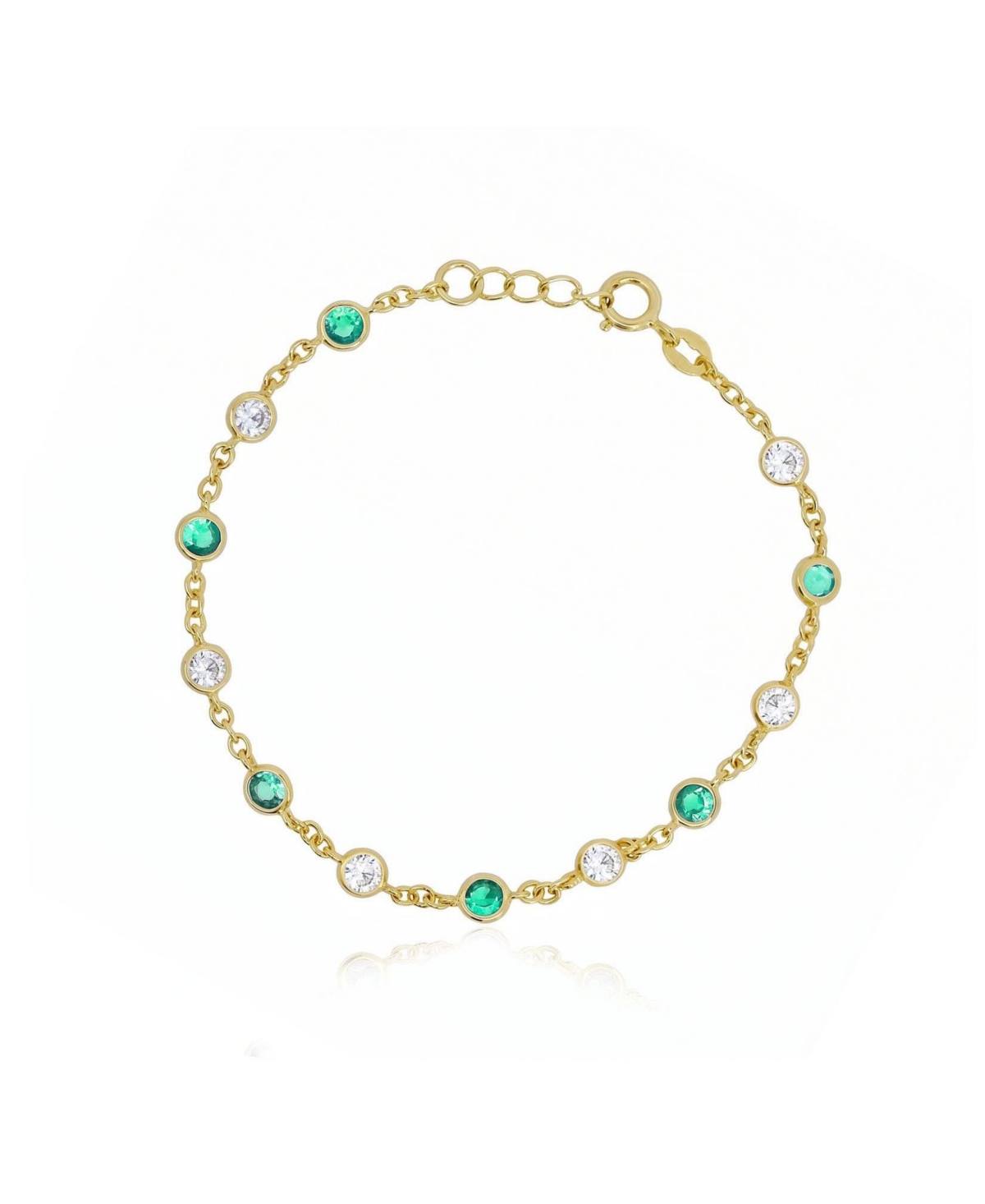 The Lovery Cz Alternating Bezel Station Bracelet 14K Gold-Plated Sterling Silver - Gold plated sterling silver