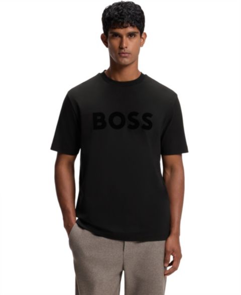 Мужская футболка Hugo Boss Crewneck Short-Sleeve Stretch Cotton-Blend, цвет: Чёрный