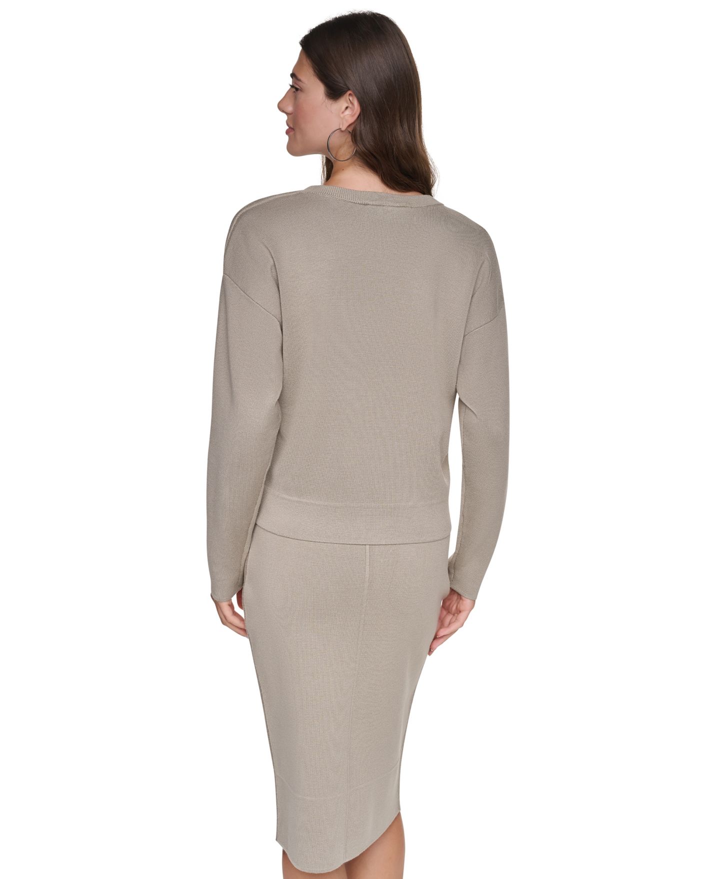 Женский свитер DKNY Zip Shoulder Crewneck Long-Sleeve, цвет: Putty — фото 7