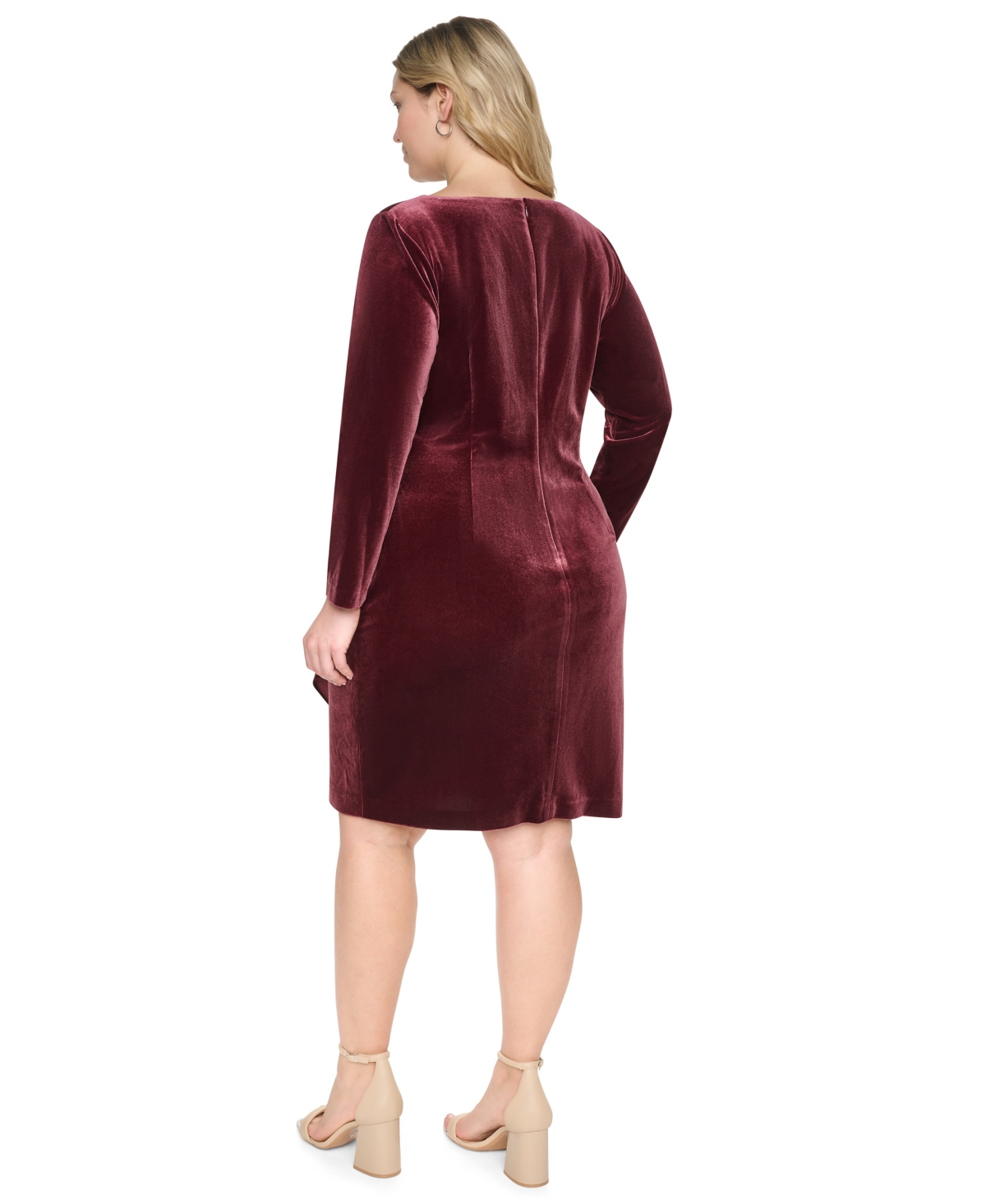 Dkny Plus Long-Sleeve Ruched Knee-Length Dress